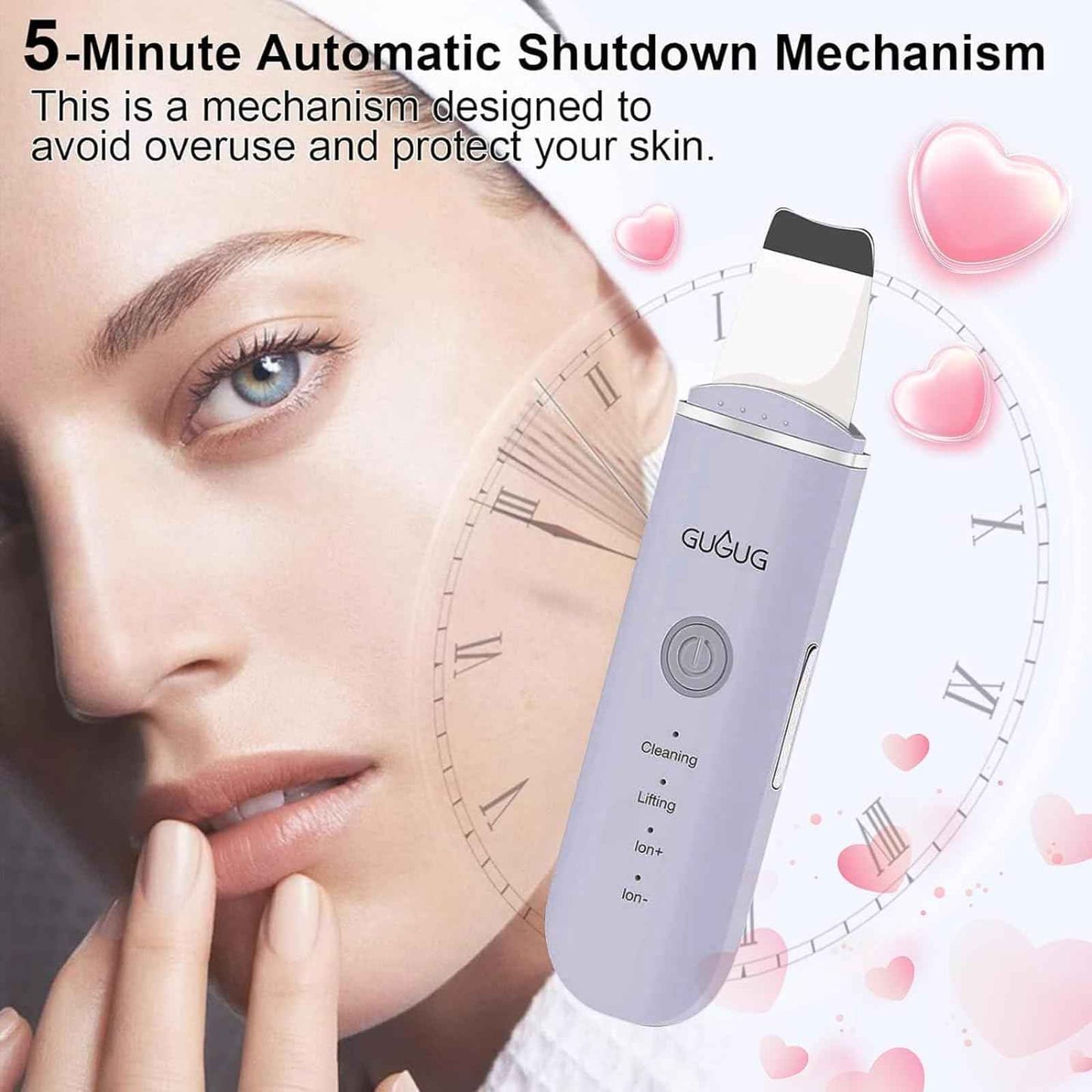 GUGUG Skin Scrubber Face Spatula Skin Spatula Pore Cleaner Blackhead Remover Tools for Facial Deep Cleansing-4 Modes, Purple