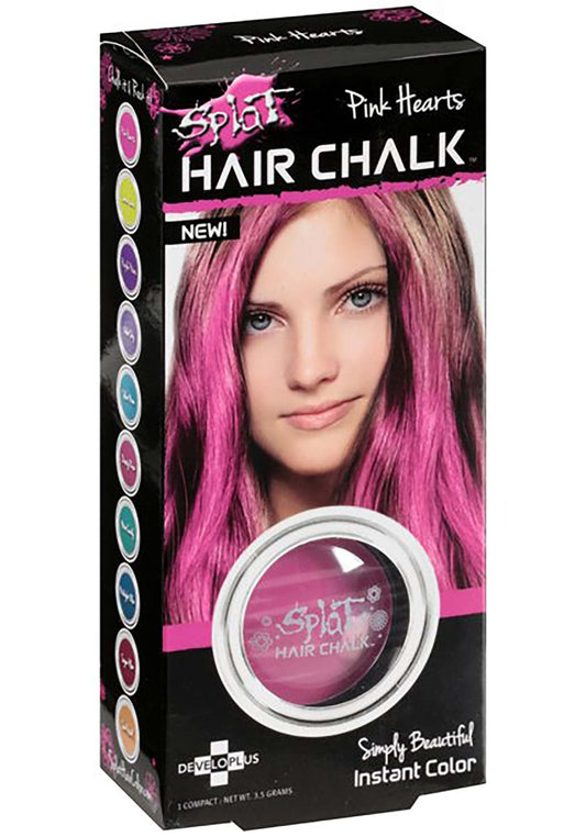 Splat Pink Hearts Hair Chalk, 1 Compact, Temporary Hair Color Glides on Easily for Fun Pops of Color, Washable Hair Color Chalk Shampoos Out, Cruelty Free & Vegan