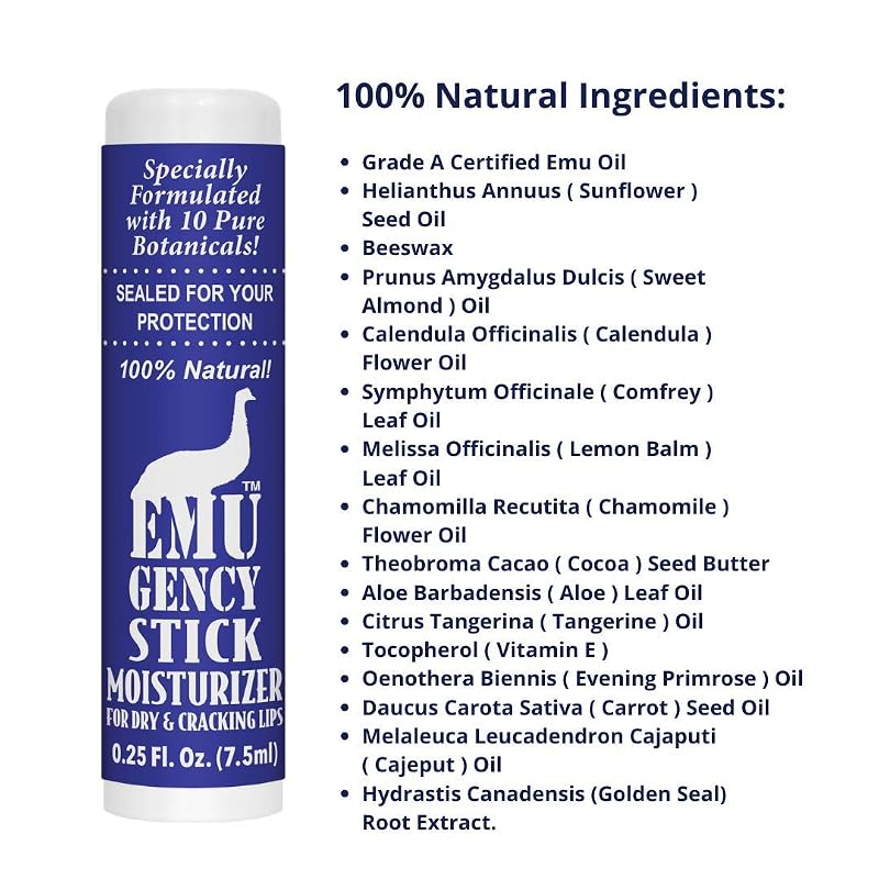 EMUgency All-Purpose Pocket Stick — 0.25 oz, 3 Pack Lip & Skin Moisturizer