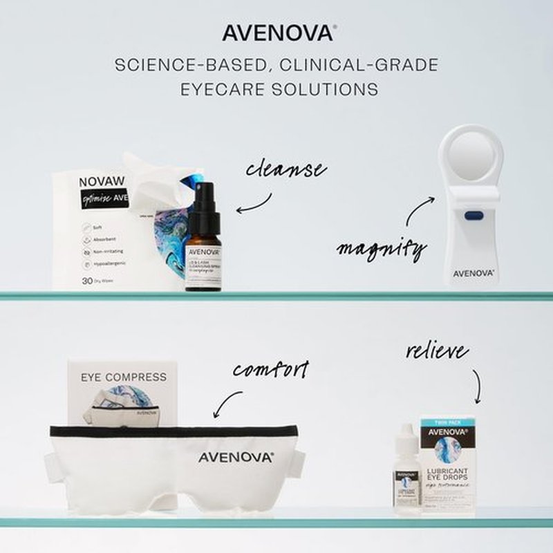 Avenova Eyelid and Eyelash Cleanser Spray - Pure Hypochlorous Acid, Gentle Everyday Lash Cleanser For Eye Irritation, 20mL (0.68oz)