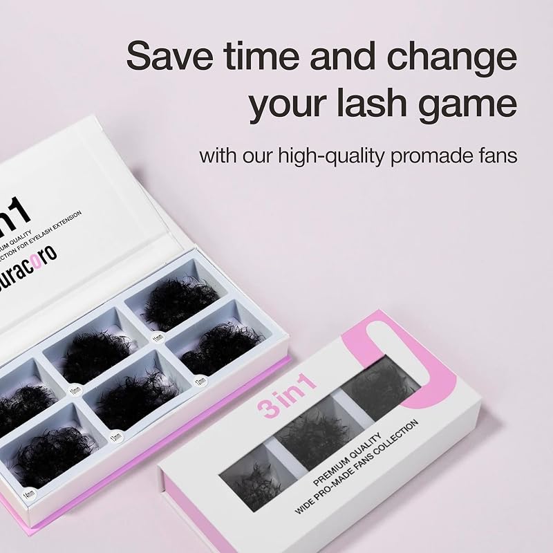 Curacoro Promade Lash Fans 10D-0.03 16-17-18mm (750 Fans) Variation: 10D-0.03 D+16-17-18mm