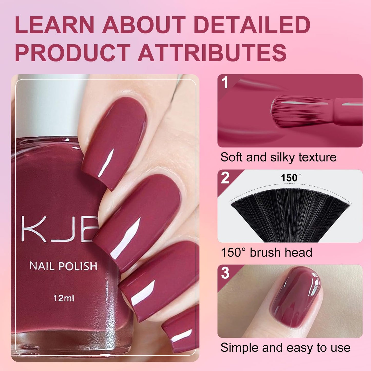 Nail Polish with Glossy Shimmery Finish - Long Lasting Chip Resistant Formula, No U V Lamp Needed- Fuchsia 0.35fl oz