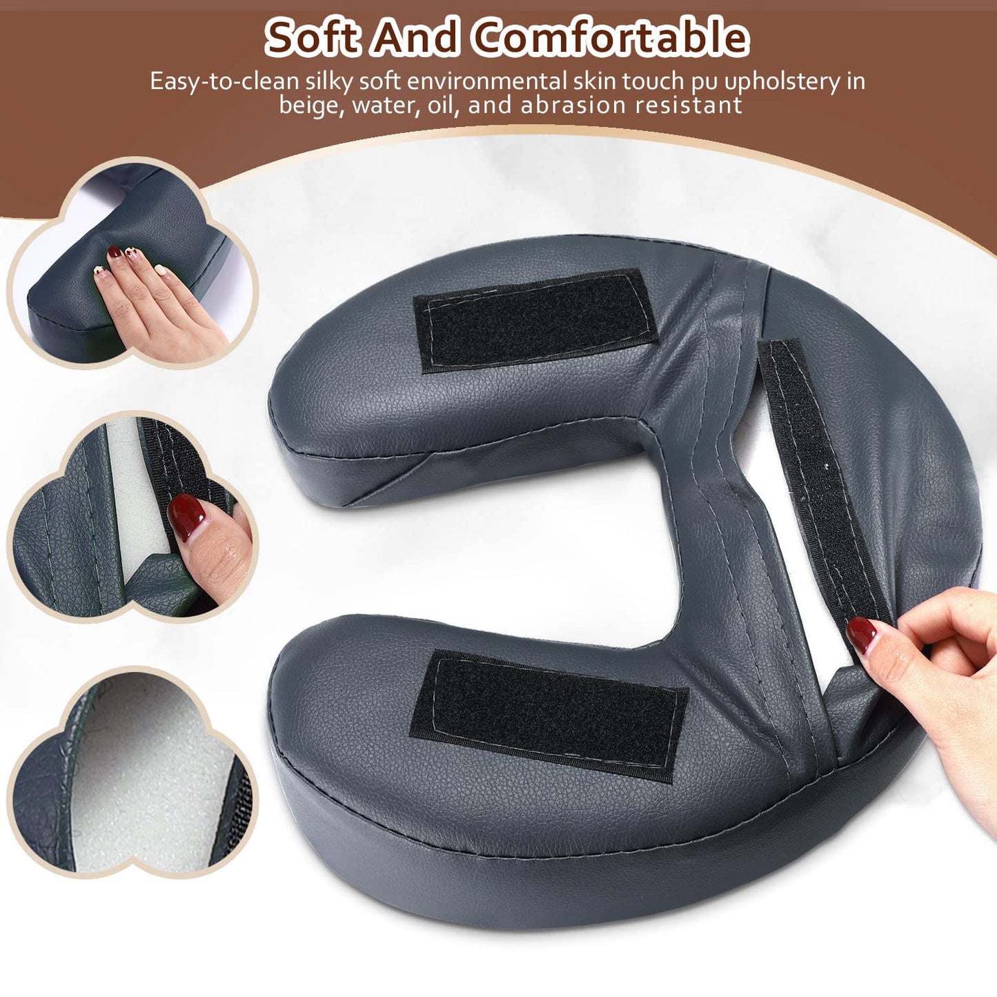 Noverlife Massage Face Cradle Cushion, Professional U Shaped Headrest Face Down Prone Position Cushion Pillow for Massage Tables, Standard Massage Face Neck Head Rest Pad for Beauty Spa Sleeping Nap