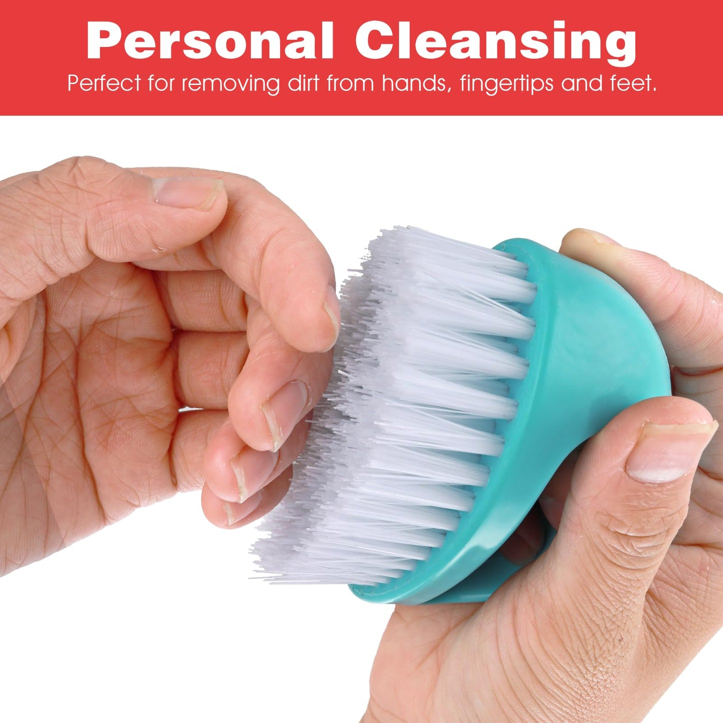 HJZHII 2 Pcs Hand and Nail Brush, Nail Clippers Heavy Duty Scrub Clean Brushes with Nylon Bristles for Cleaning Soft Stiff Fingernails Fingers Toes and Nails Scrubber Men Women(Red, Blue)