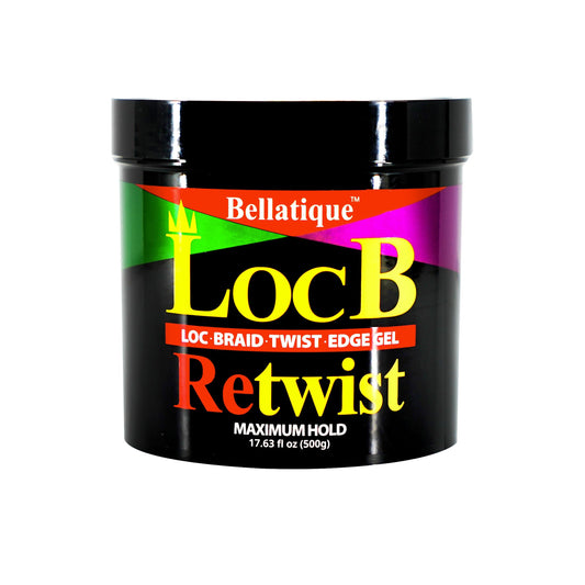 Loc B Retwist Loc, Braid, Twist, Edge Gel for Natural, Relaxed, Dry, Dull, & Brittle Hair (17.63 oz)