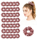 36 Pack Satin Hair Scrunchies for Women - Non Slip Silk Hair Ties, Ponytail Holders, 36pcs, Sandalwood Variation