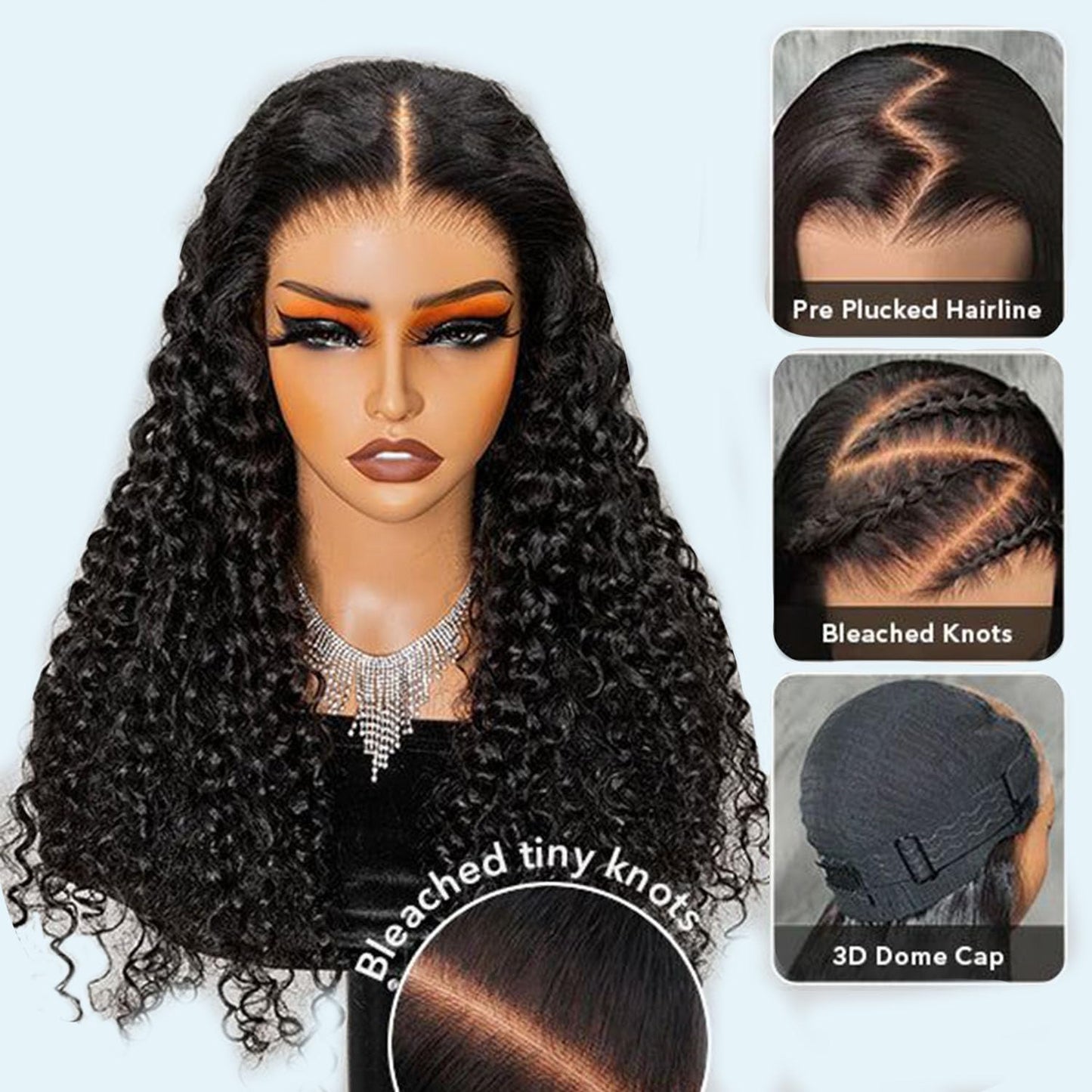 Jukabe 13x6 Lace Front Wigs Human Hair Pre Plucked 200 Density HD Transparent Deep Wave Lace Frontal Wigs Human Hair for Women Glueless Wigs Human Hair with Baby Hair 24 Inch