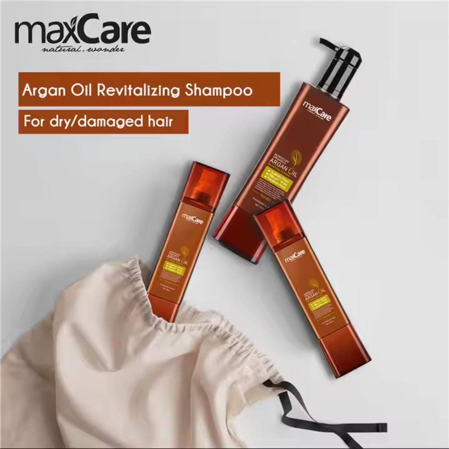 maxCare Argan Oil Shampoo and Conditioner Set, 2 x 260ml – Sulfate-Free, Paraben-Free, Keratin-Enriched, Moisture & Damage Repair