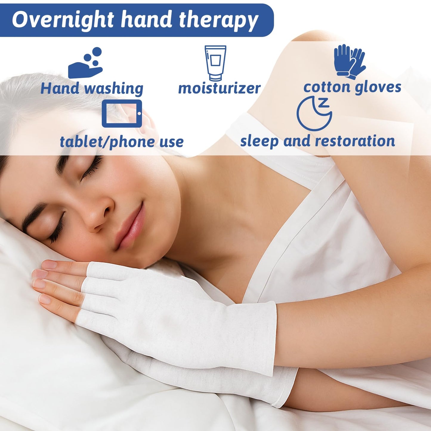 8 Pairs Fingerless Cotton Gloves for Women White Moisturizing Gloves for Sleeping Overnight Thin Moisturizer Glove for Men Women