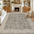 8x10 Washable Area Rug - Living Room Bedroom Taupe Vintage Style