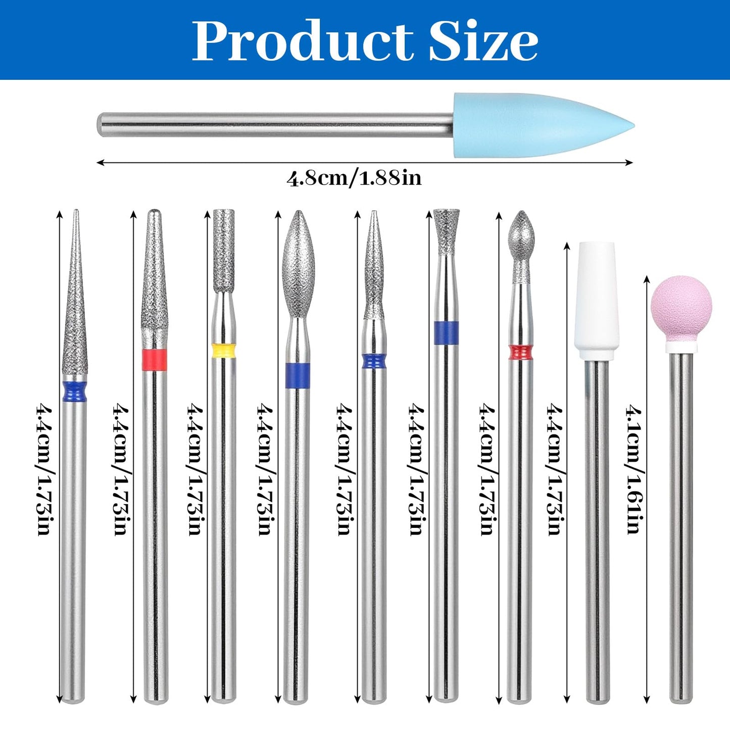 10 Pcs Nail Drill Bit Set,3/32 Inch Cuticle Bit for Nail Drill,Carbide Nails Bits for Manicure & Pedicure,Nails Drills Bits for Professional Electric Manicure Tools