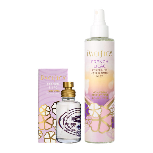 Pacifica French Lilac Perfume & Hair Mist and Body Spray Set – Fresh Spring Lilac Fragrance Duo with Magnolia, Ylang Ylang & Heliotrope Notes Vegan, Alcohol-Free Clean Beauty Fragrance for Her