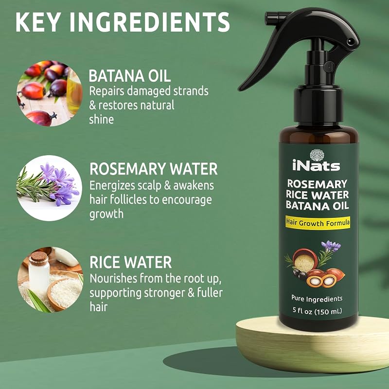 Rosemary Rice Water Hair Growth Spray 5 fl oz – with Biotin, & Peppermint (Variation: Rosemary+5 Fl Oz)