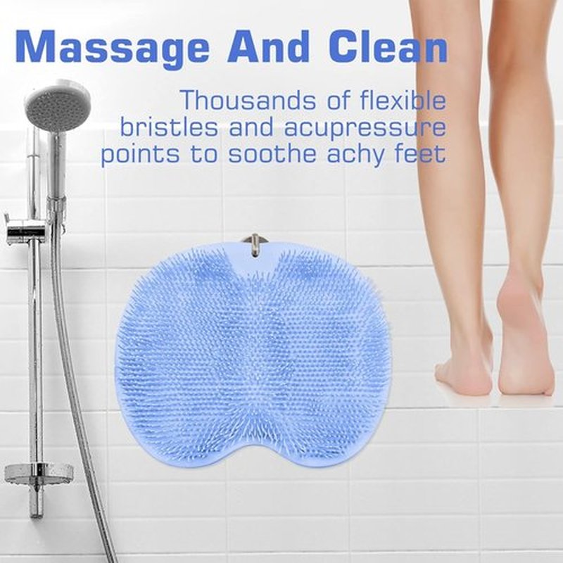 2PACK Shower Foot Scrubber Mat Back Washer Back Exfoliating Bath Wash Pad Wall Mounted Slip Suction Cups Foot Scrubber for Use in Shower Cups Foot Cleaner for Men and Women