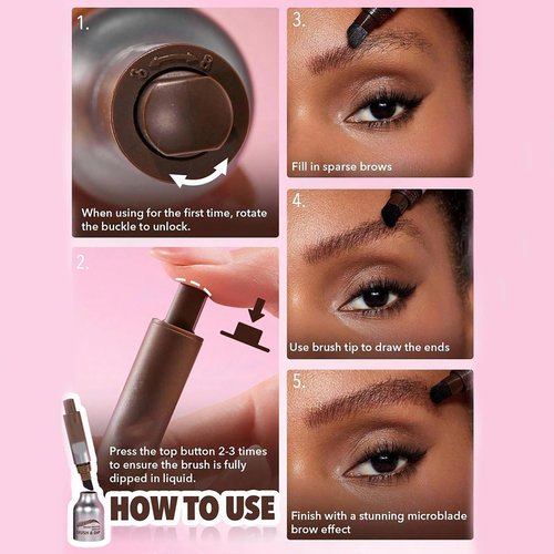 Liftique Brow Brush, Revorie Brow-Fection, Liftique Eyebrow, Liftique - Instant Brow Brush, Liquid Eyebrow Brush, Revorie Brow Fection Angled Brush & Dip (Chocolate)