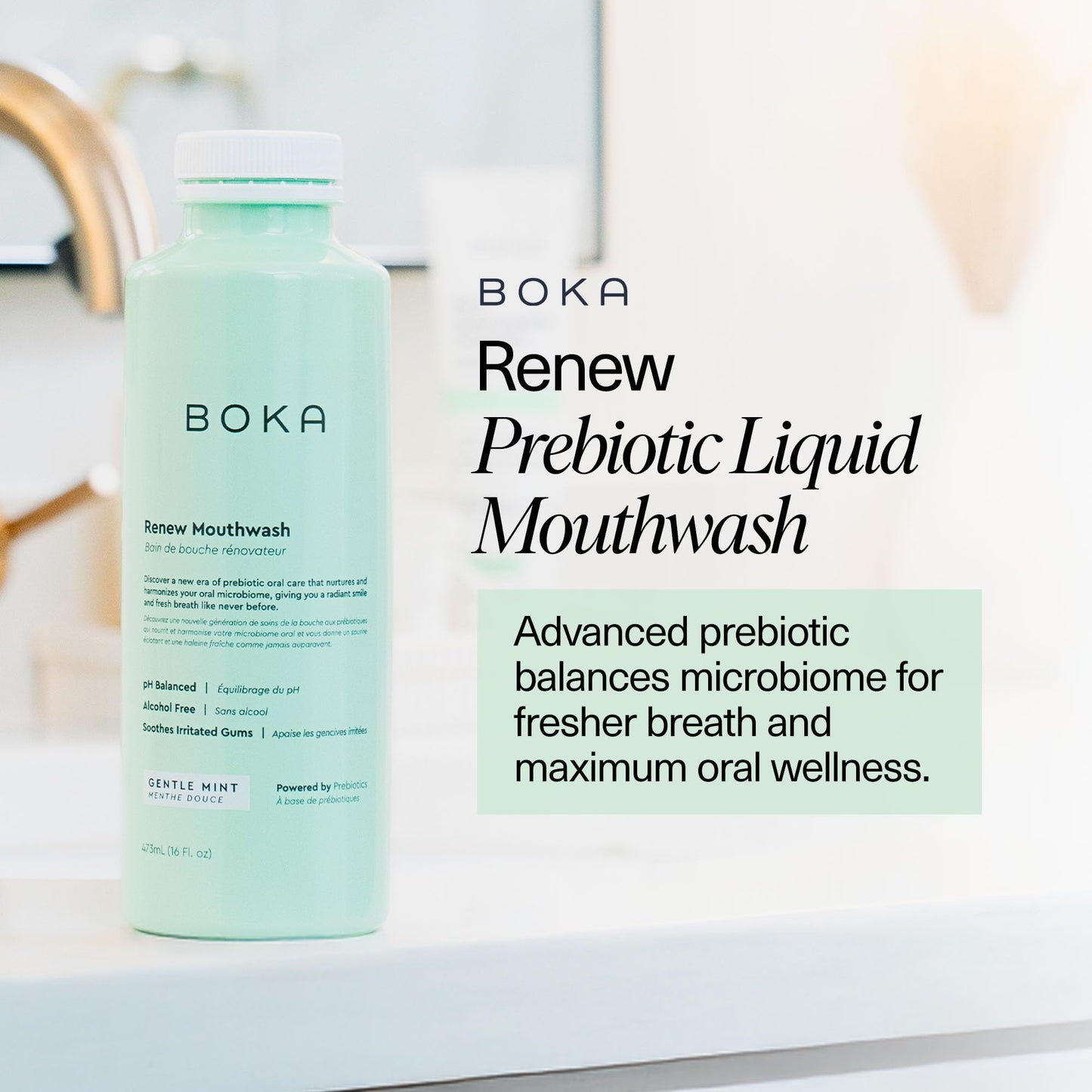 Boka Renew Mouth Wash for Adults - Mouthwash Alcohol Free, Mouth Rinse Fluoride Free Mouthwash, Freshens Breath, Oral Rinse Mouthwash No Alcohol, Mouth Wash for Gums, Mouthwash Gum Health
