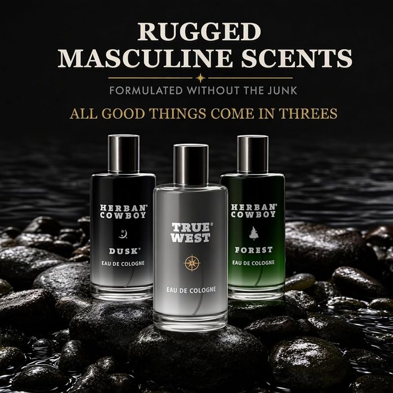 Herban Cowboy Men's Cologne Set - Long Lasting Fragrance, Trio