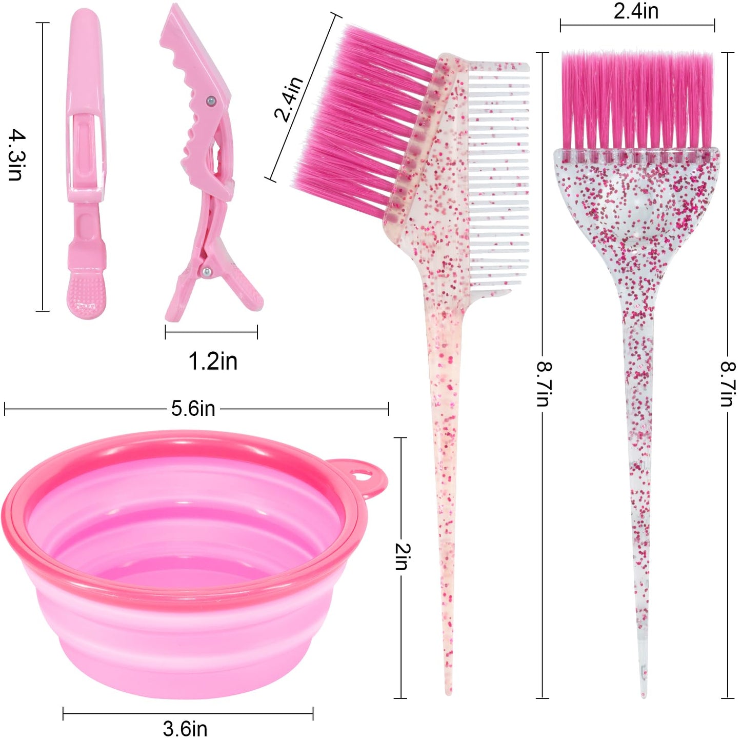 Asqraqo 11pcs Hair Coloring Kit - Professional Salon Tools for DIY Mixing, Includes Clips, Bowl, Dye Brush, Earmuffs - Perfect for Bleaching and Dye