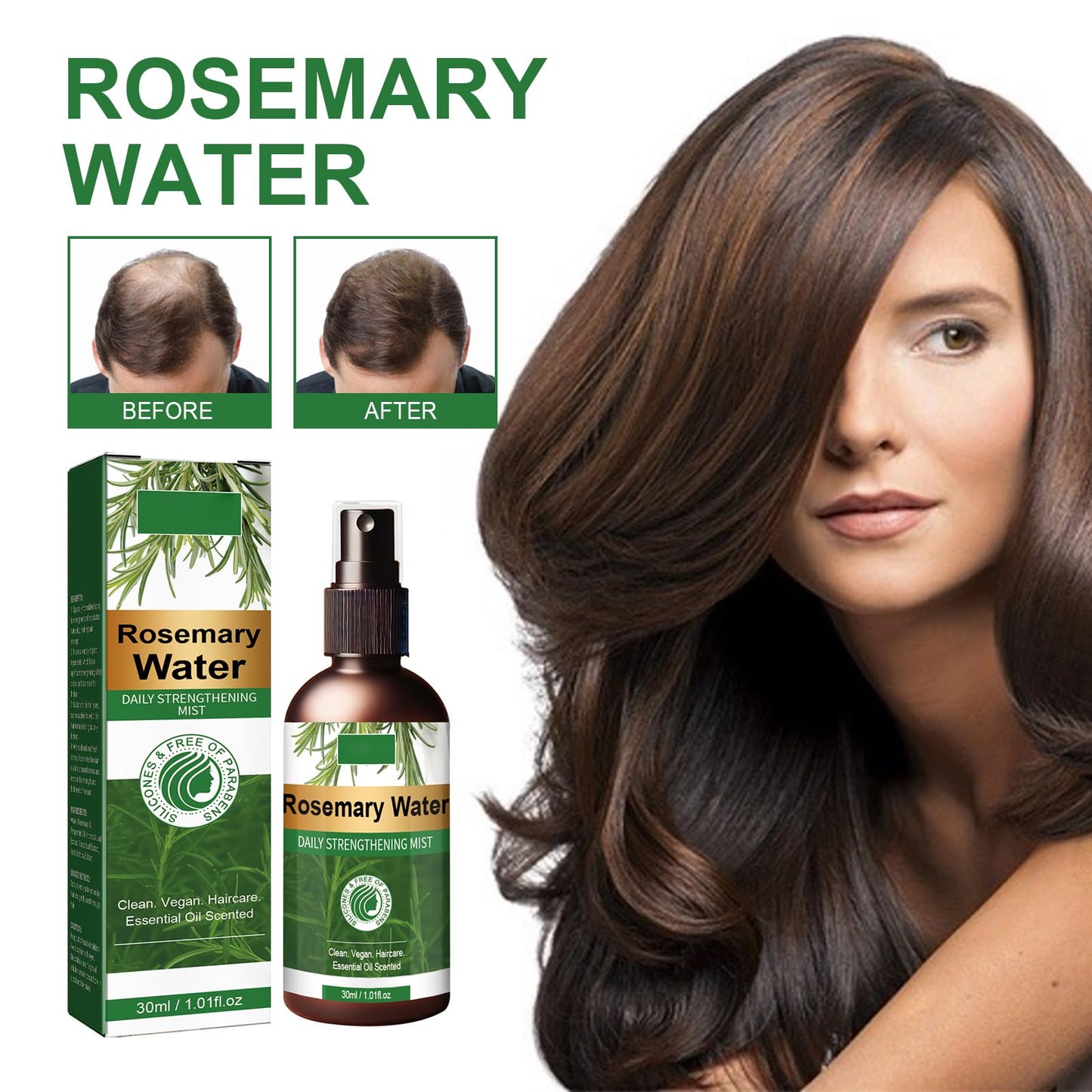 Generic Rosemary Oil Spray, Minty, Green, Unisex Adult, Rosemary Mint Thickening Spray for Thicker Hair, Hair Oils for Hair Growth (1PCS)