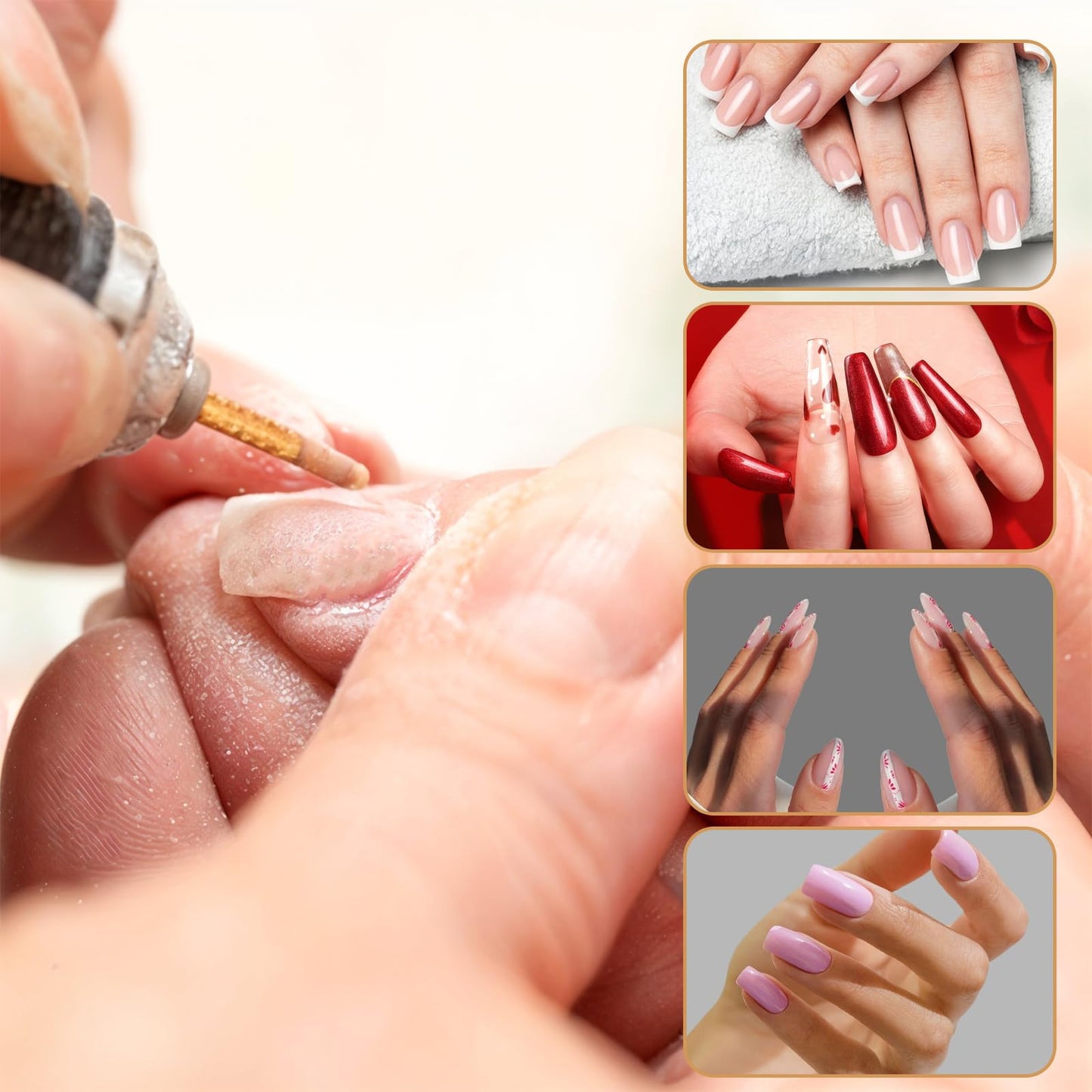 2 PCS Nail Drill Bits, Cuticle Clean Drill Bit, Carbide Drill Bits Remover Cuticle Bit for Cleans Dead, Suitable for Electric Nail File, Gold