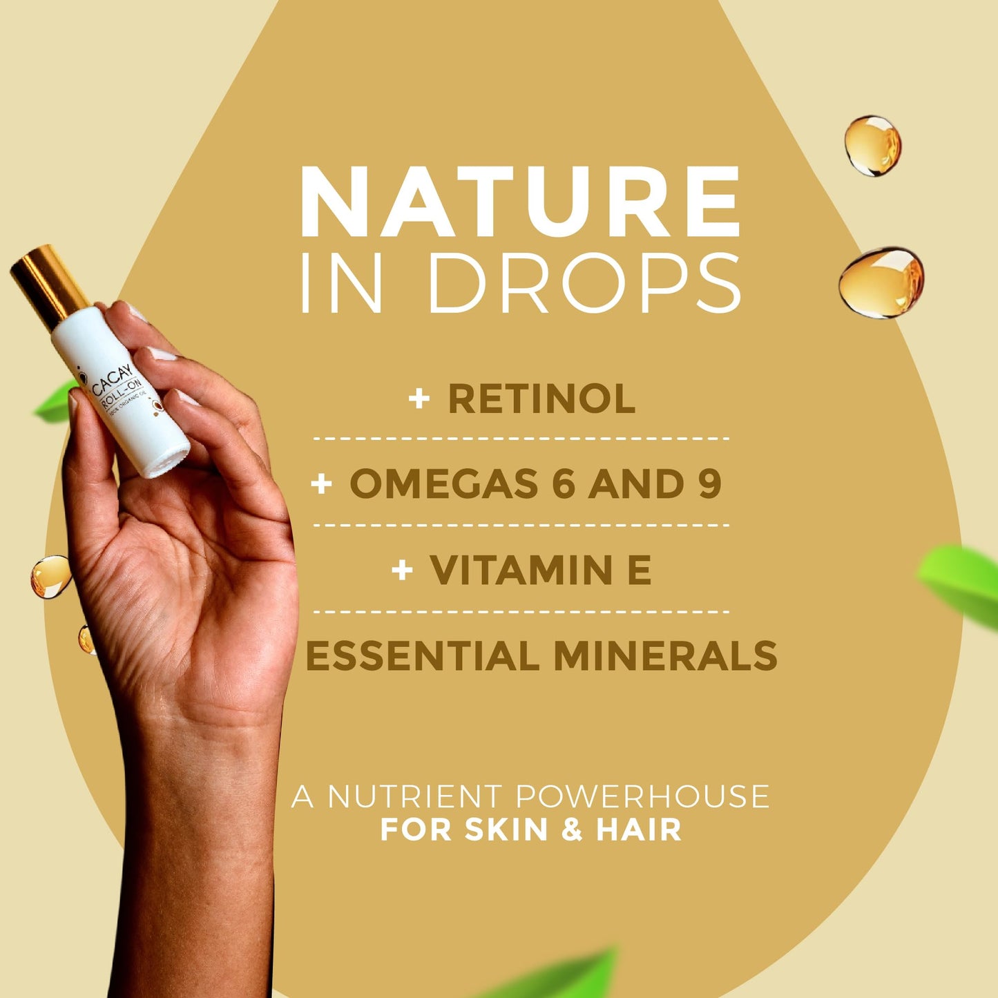 Cacay Oil Roll-On – Natural Anti-Aging Face & Body Oil for Scars with Retinol & Vitamin E, Organic Skincare, Antioxidant-Rich Treatment for Acne Scars, Wrinkles, Fine Lines, and Dry Skin (0.33 Fl Oz)