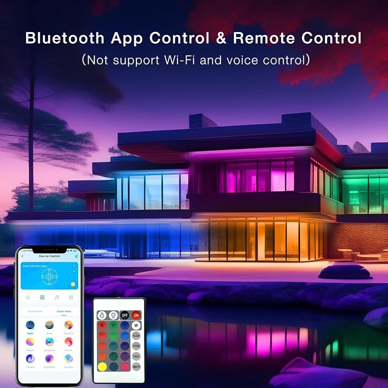 Outdoor LED Strip Lights 200ft IP67 Waterproof with App Control & Music Sync (DAYBETTER) - RGB Color Changing