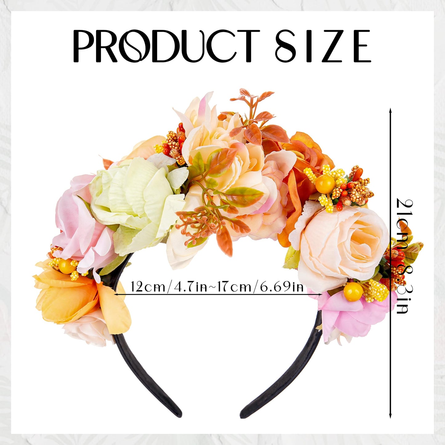 KorViSHOW Mexican Flower Crown Headband - Mexican Rose Floral Crown Headpiece Cinco De Mayo Hair Accessories for Women Girls Dia de los Muertos Costume Halloween Cosplay Fiesta Party