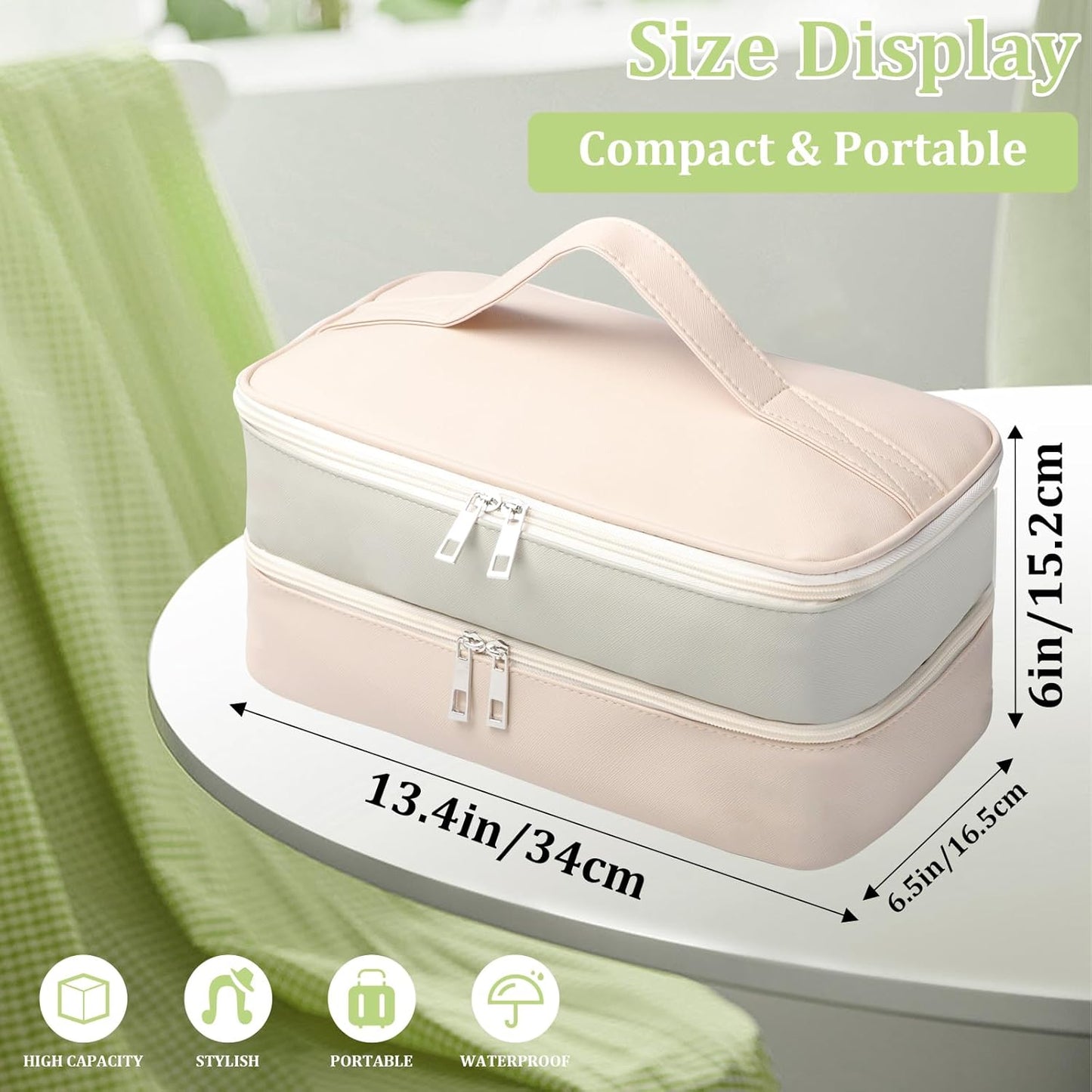 Shark Flex Style Travel Case - Double Layer Waterproof Organizer for Hair Dryer Attachments (Dianthus White)