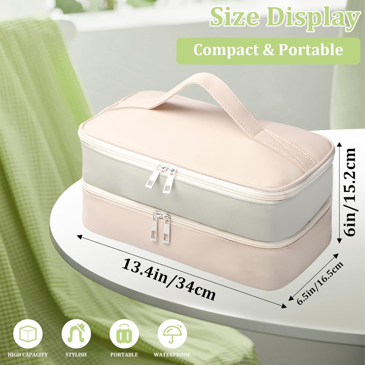 Shark Flex Style Travel Case - Double Layer Waterproof Organizer for Hair Dryer Attachments (Dianthus White)