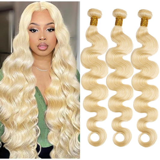 613 Blonde Bundles Human Hair Body Wave 28 30 32 Inch 100% Unprocessed Brailizn Virgin Human Hair 3 Bundles Body Wave Machine Double Weft 613 Bundle 300G