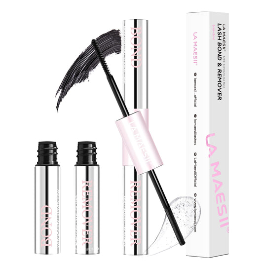 LA MAESII Lash Bond and Remover, 2 in 1 Lash Cluster Glue and Lash Remover for Eyelash Clusters Waterproof Lash Glue with Strong 72H Hold, Quick Removal Without Residue