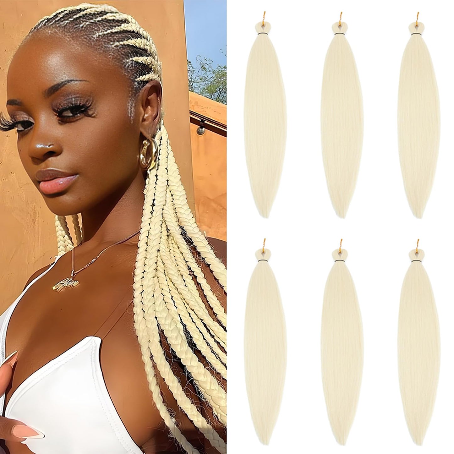 Braiding Hair Pre Stretched 6packs 30 inch 613 Blonde Braiding Hair EZ Braid, Long Braids for Black Women Hot Water Setting Hair Extensions for Braids