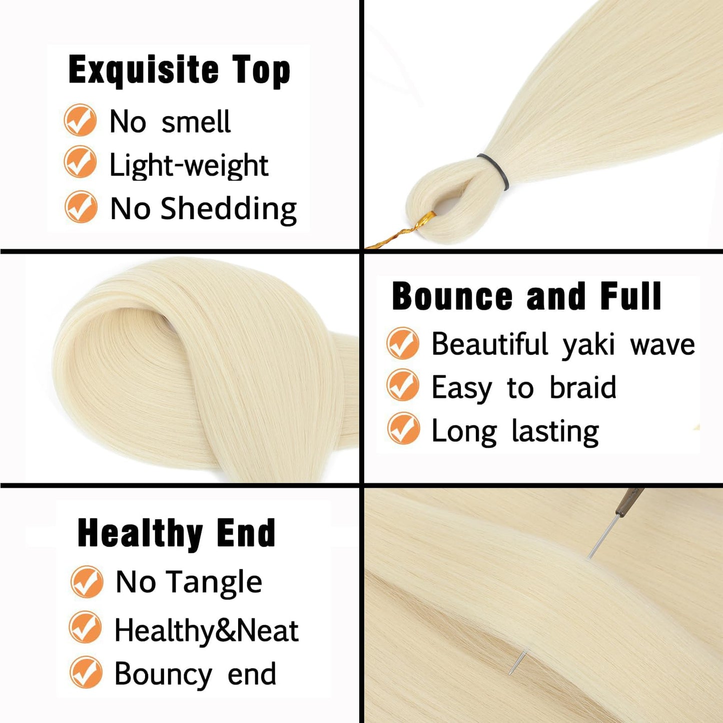 Braiding Hair Pre Stretched 6packs 30 inch 613 Blonde Braiding Hair EZ Braid, Long Braids for Black Women Hot Water Setting Hair Extensions for Braids