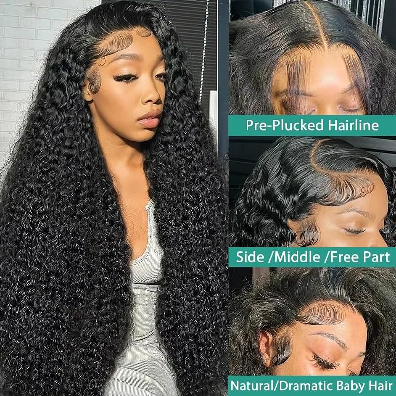 Deep Wave Lace Front Wig 20 Inch Human Hair Pre Plucked 13x6 Style