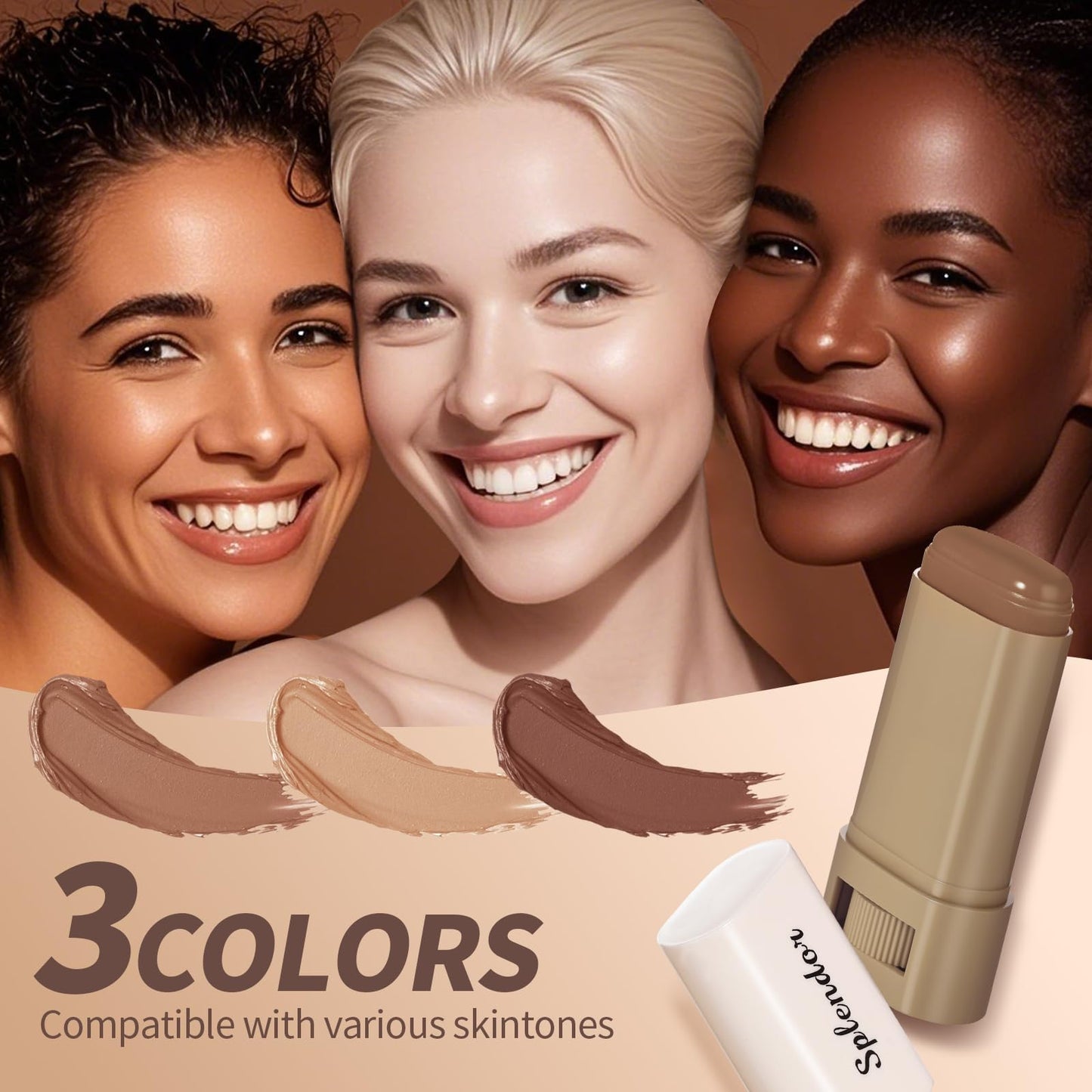 Splendor Serum Enhanced Skin Tinted Balm, Solid Tinted Moisturizing Serum Contour Stick Foundation Face Stick splendor balm, Natural Makeup for Women (5#)