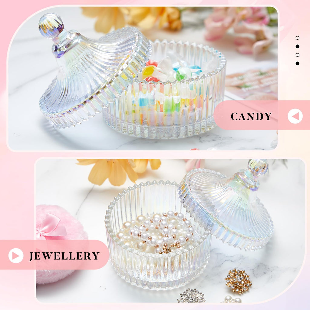 Tioncy 3 Pcs Large Body Powder Puff and Container Powder Container with Puff Crystal Case Soft Washable Reusable Velour Face Body Glitter Wet Dry Makeup(Simple,Dazzling)