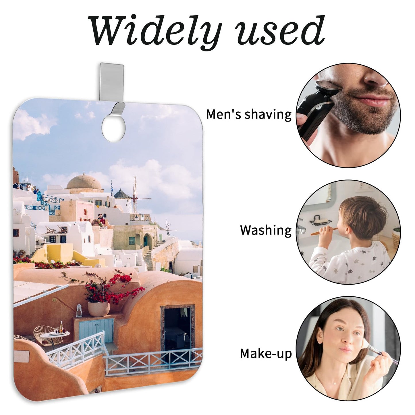 Sorcristy 2 Pack Shower Mirror Set, 9.84x7.87 inches Fogless Shatterproof Acrylic Mirrors, Portable Handheld for Shaving, Travel, Camping, Bathroom Wall Mount (Silver)