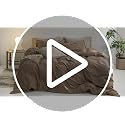 MooMee King Duvet Cover Set - Bombay Brown Twill 100% Washed Cotton, No Comforter