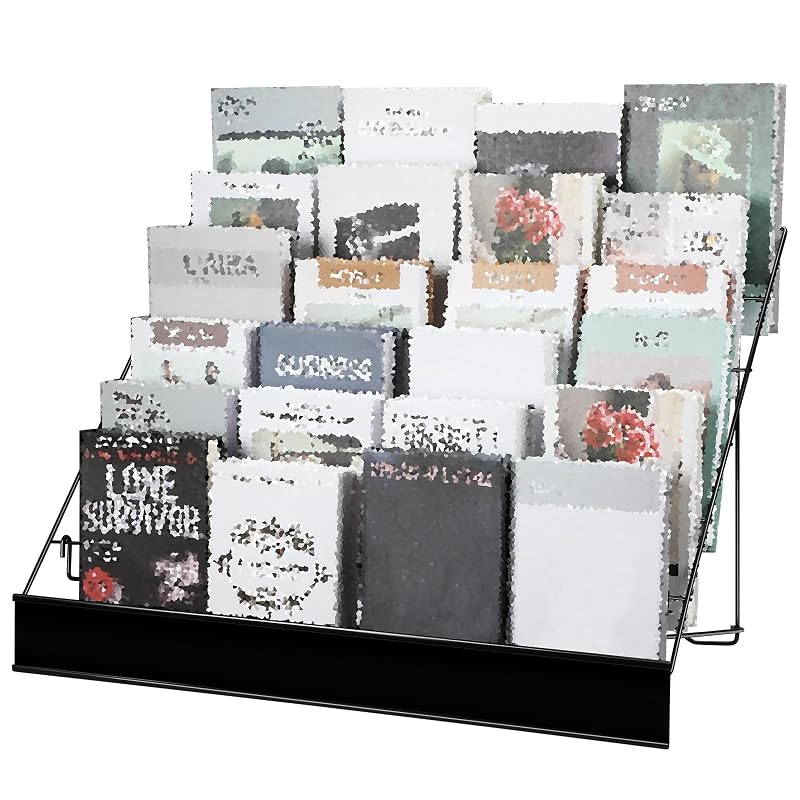6-Tier Wire Countertop Magazine Rack - Black 15 x 29.5 x 22.5 in Display Stand