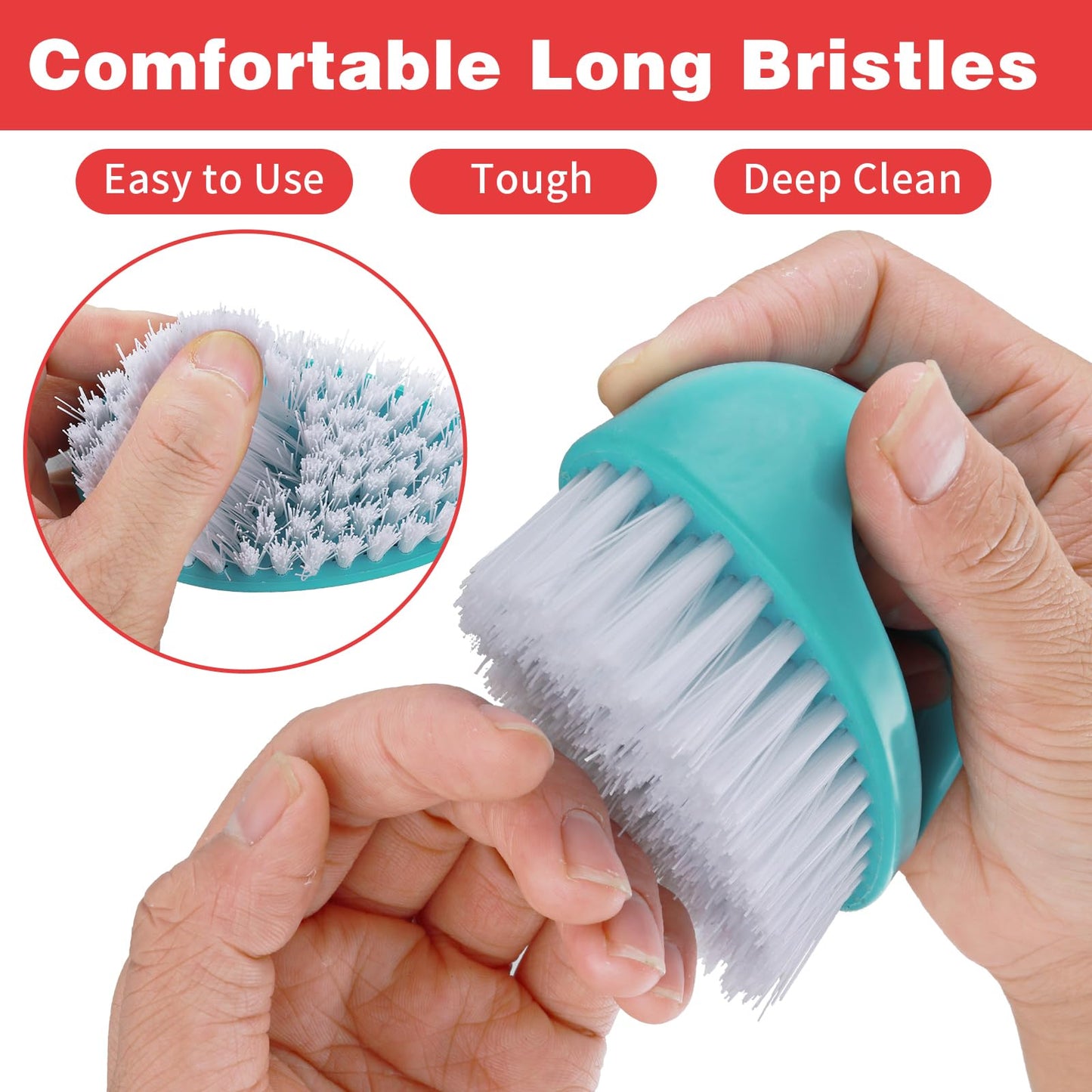 HJZHII 2 Pcs Hand and Nail Brush, Nail Clippers Heavy Duty Scrub Clean Brushes with Nylon Bristles for Cleaning Soft Stiff Fingernails Fingers Toes and Nails Scrubber Men Women(Red, Blue)