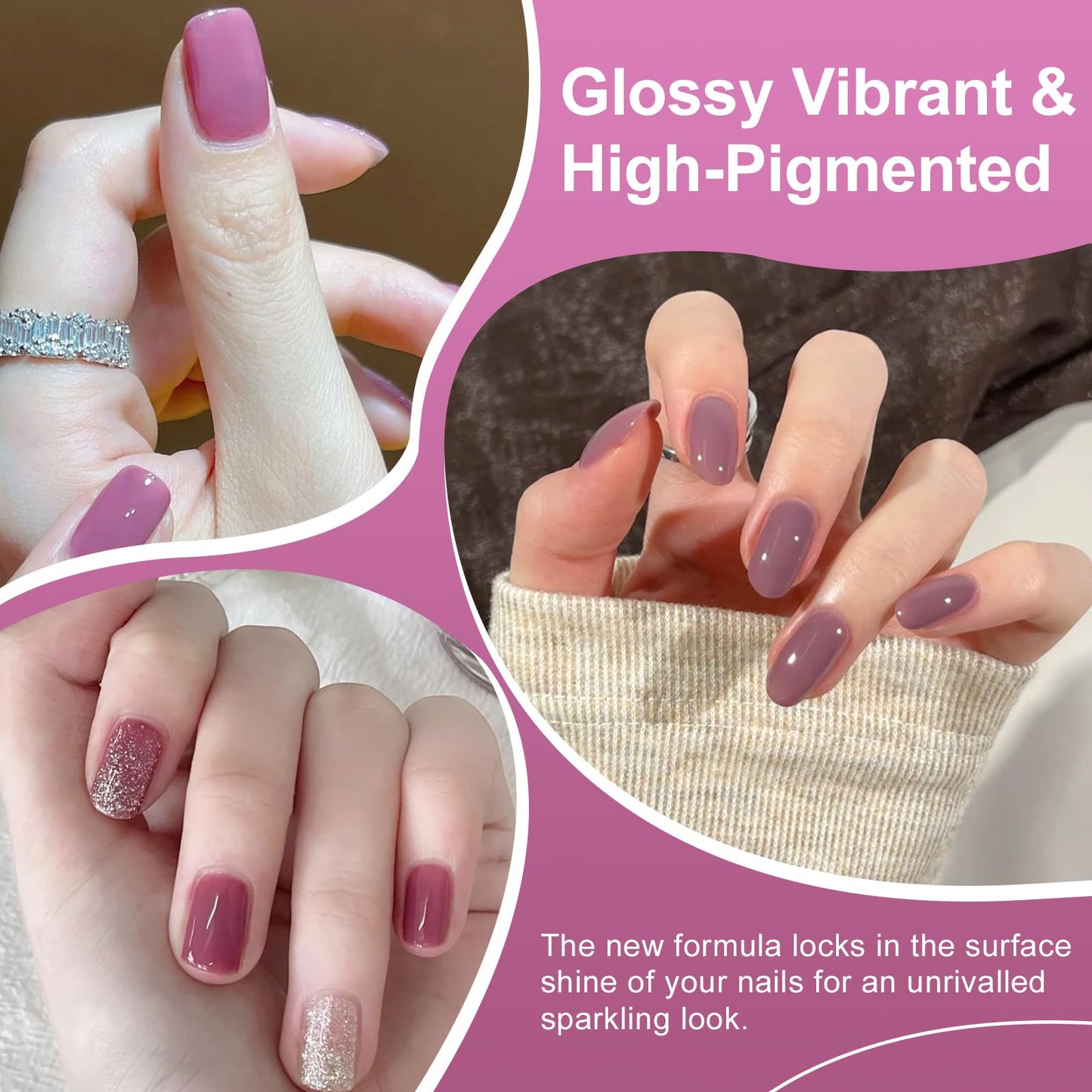 Nail Polish with Glossy Shimmery Finish - Long Lasting Chip Resistant Formula, No U V Lamp Needed- Fuchsia 0.35fl oz