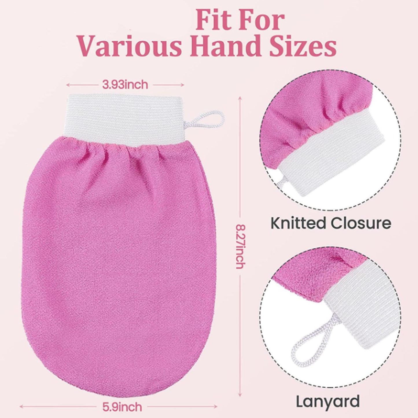 Cheeky Glow Exfoliating Glove, Exfoliating Glove, Scrub Gloves Exfoliating, Body Scrub Gloves Deep Body Exfoliator Mitt Dead Skin Remover Shower Scrubbing Gloves (White+ Pink)