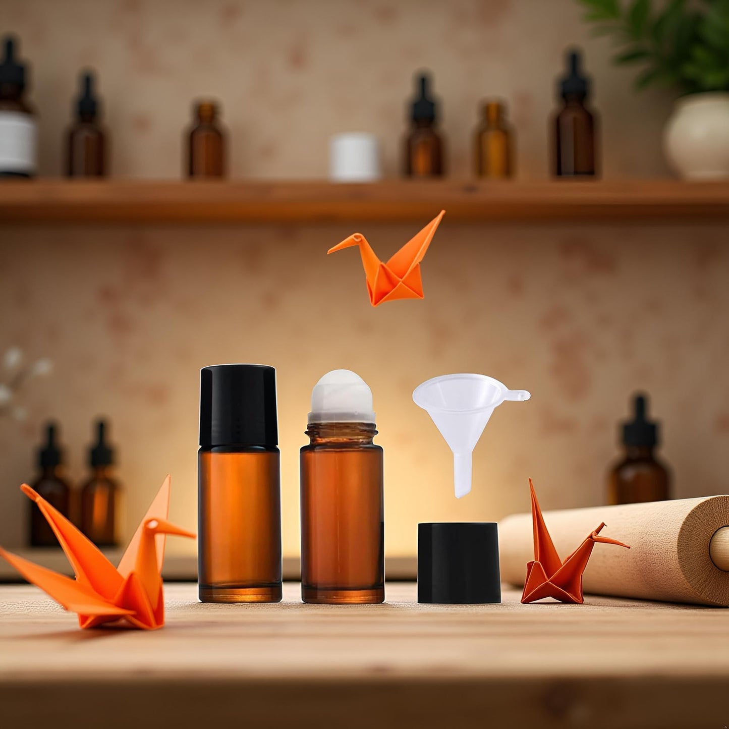 Qintreesify 2Pcs Brown Glass Essential Oil Roller Bottles Refillable Roll on Bottles Empty Deodorant Bottle Containers Rollerball Beauty Personal Care Fragrance Cosmetics Tools (50ML)