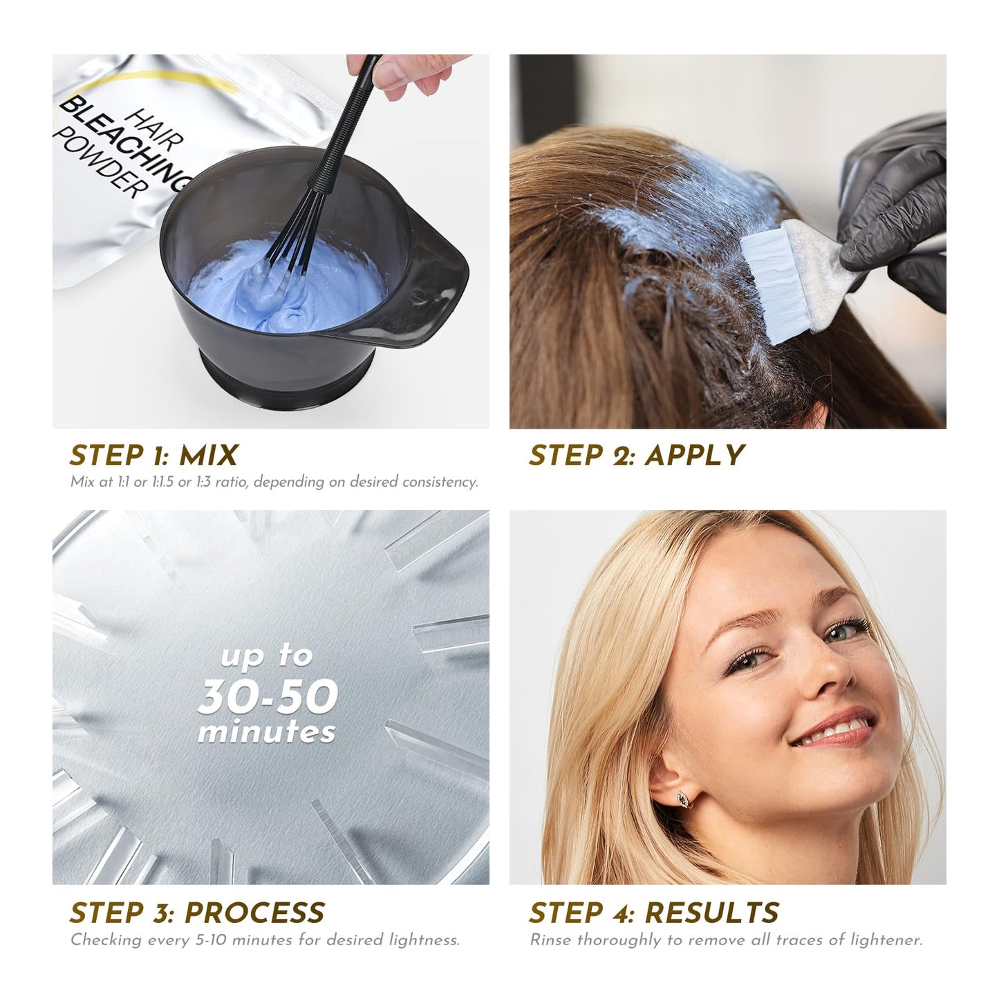 Hair Bleach, Bleach Powder for Hair, Professional Grade Blue Bleaching Powder, Up to 9 Levels of Lift for Hair Highlights & Lightening (100g/3.53oz)