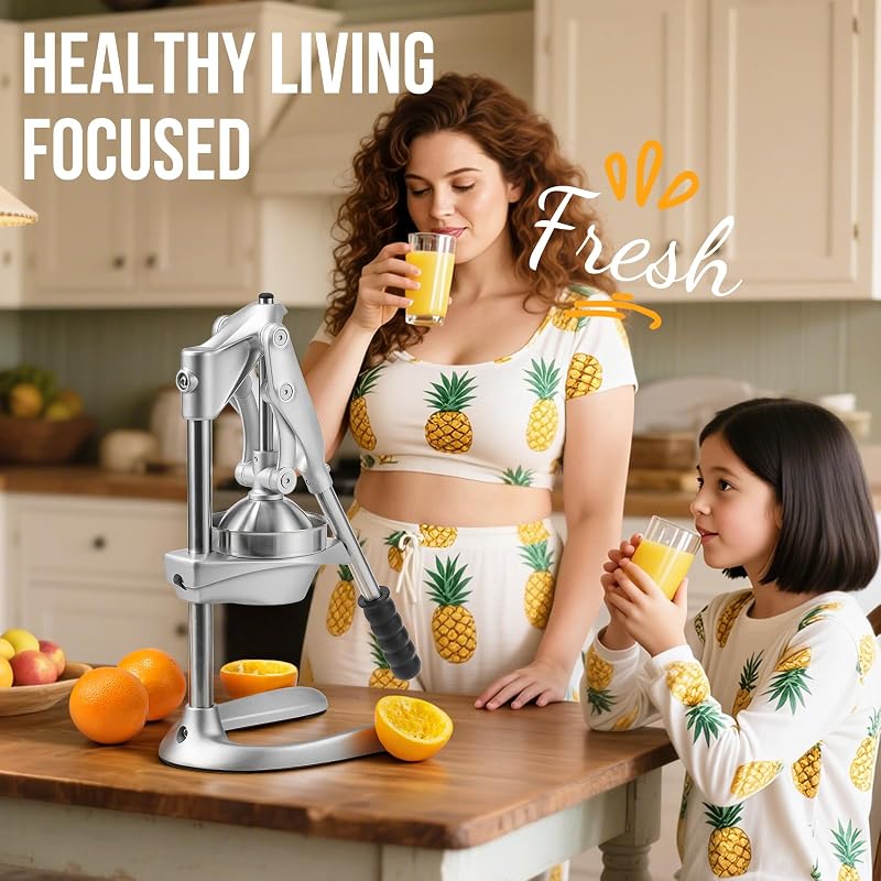 Manual Juicer – Easy Squeeze Stainless Steel Citrus Press with Ergonomic Lever