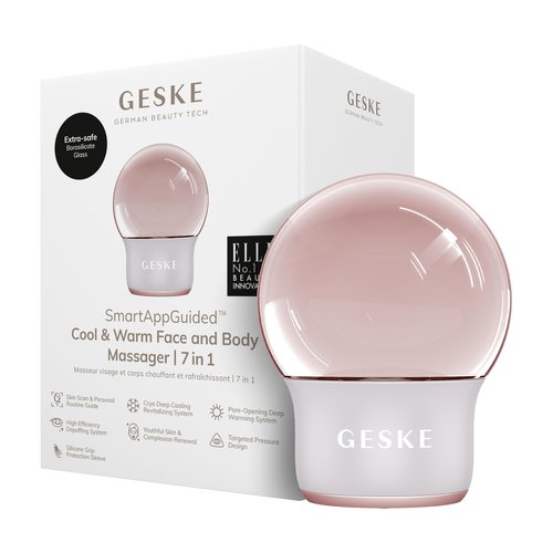 GESKE SmartAppGuided™ Cool & Warm Face & Body Massager | 7 in 1 | Multifunctional Massager | Face & Body | Battery-free Cooling & Warming | Firms, Relaxes & De-Puffs Skin | Globular Design