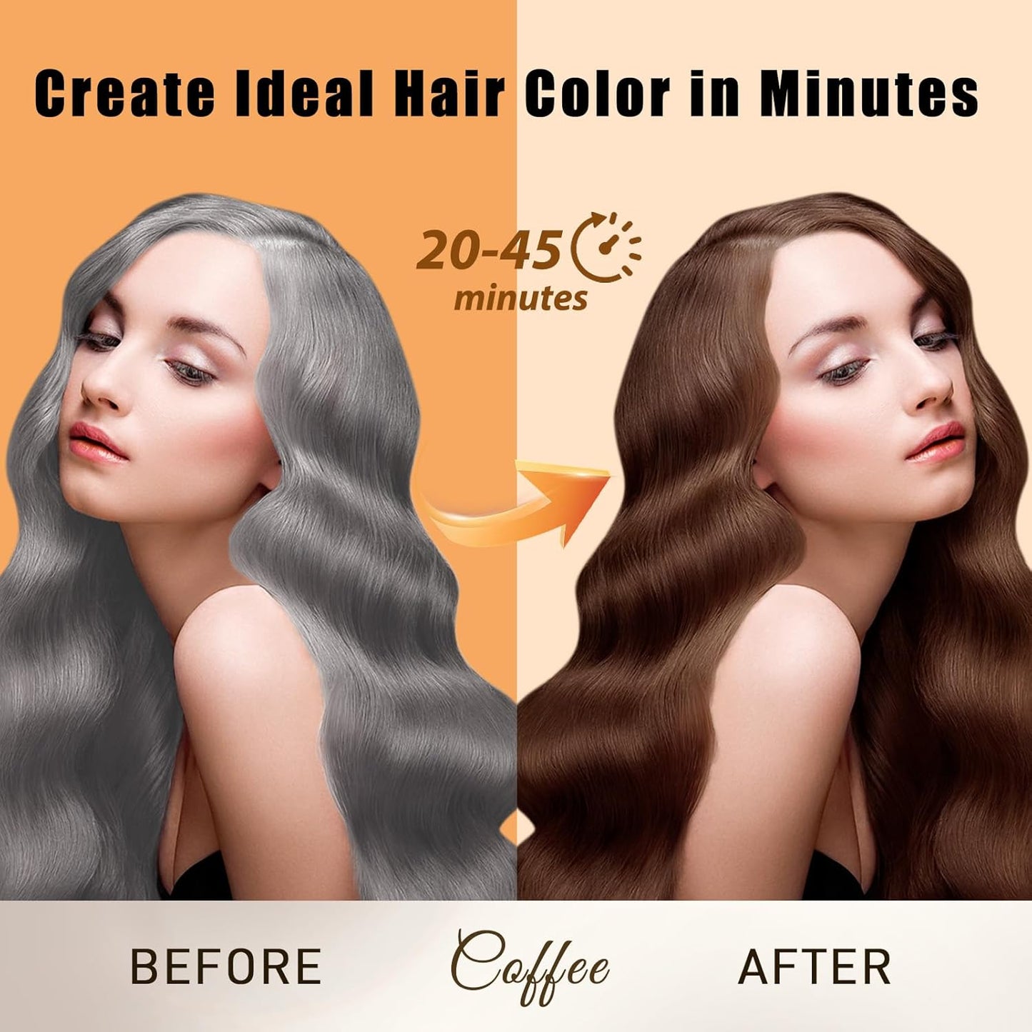 Natural Dark Coffee Hair Dye Shampoo 3-in-1 for Long-Lasting Gray Coverage - 16.9 Fl Oz