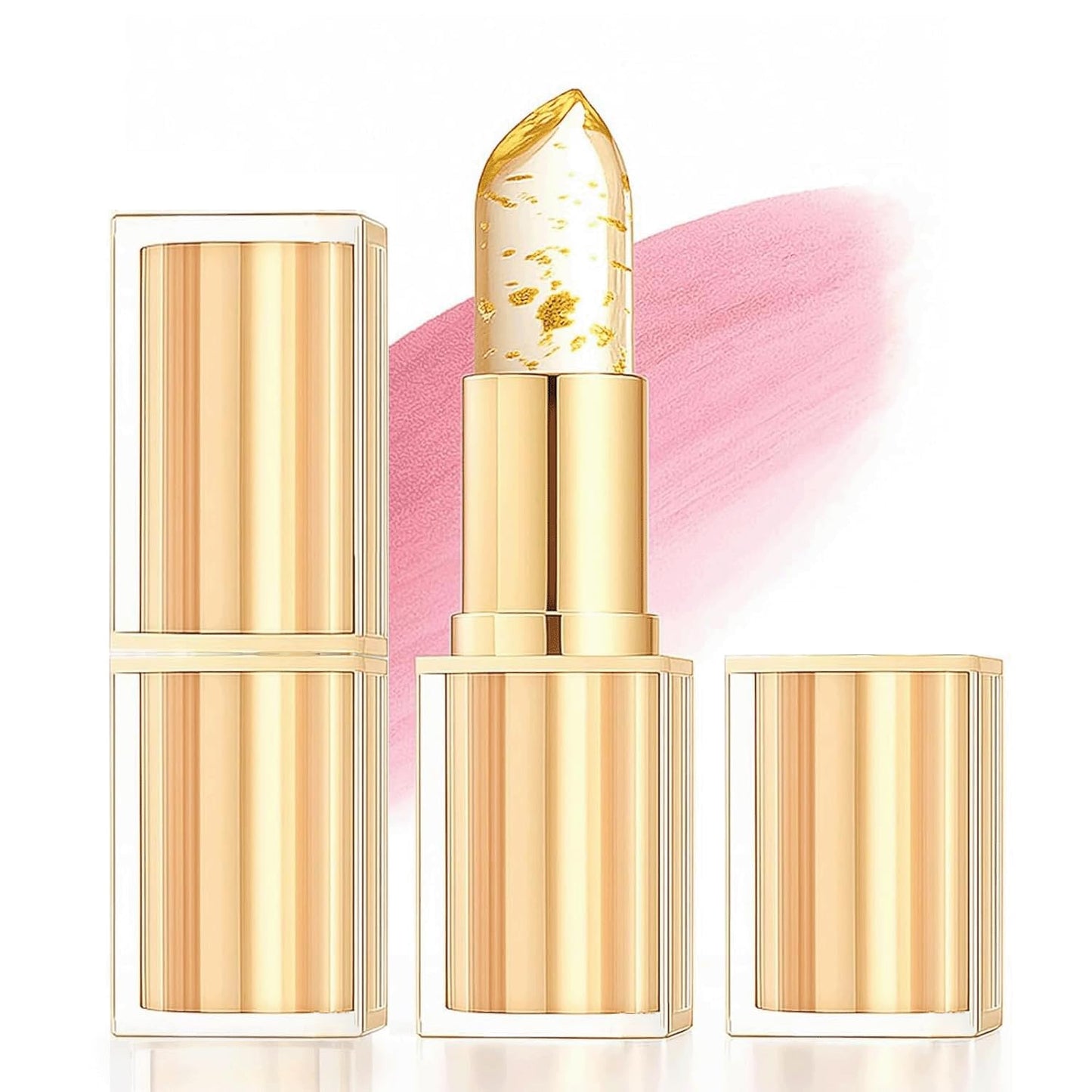 ETUIH Color Changing Lipstick, Gold Crystal Color Changing Lipstick, Transferproof Colors Changings Transparente Lipsticks, Long Lasting 24 Hours, Moisturizing Glossy Shine Lip Gloss for Women (1pcs)