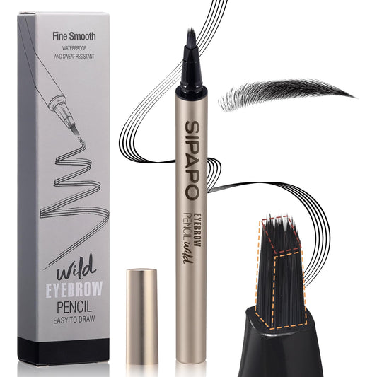 Microblading Brow-Fection Eyebrow Pen – Waterproof Smudge-Proof Liquid Eyebrow Tattoo Pen for Hair-Like Strokes, Long-Lasting Precision Eyebrow Pencil for All-Day Wear(03 Natural Black)