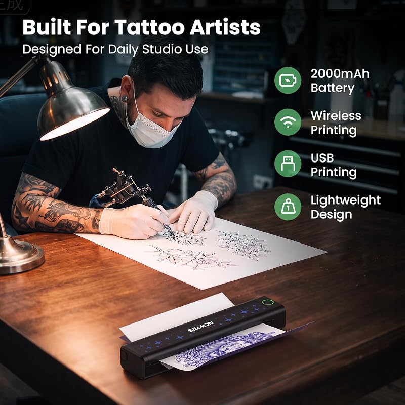 NEWYES Tattoo Stencil Printer – Wireless Portable Thermal Printer Kit
